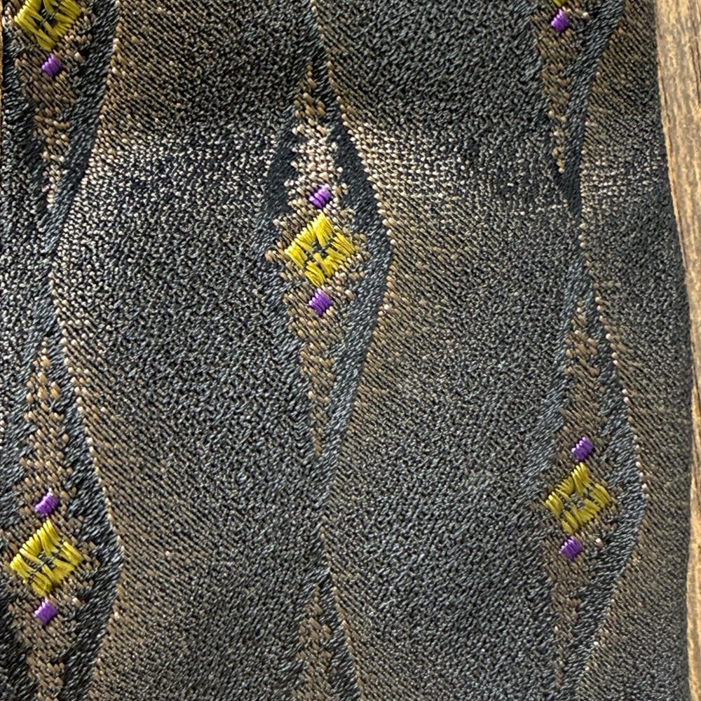 Classic Black Woven vintage Men's Tie with Gold and Purple Accent